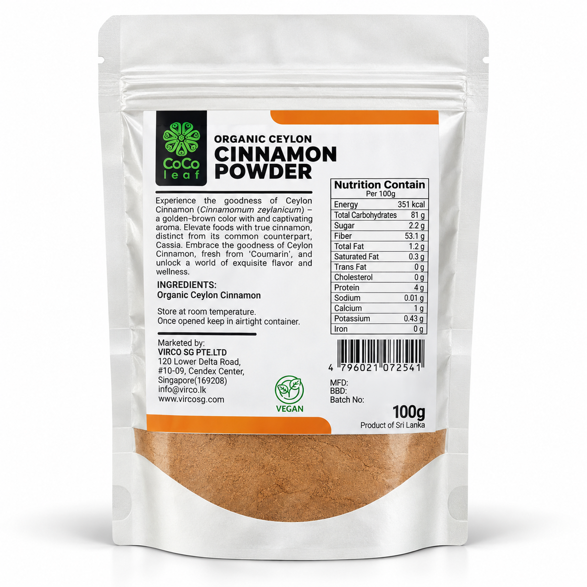Organic Ceylon Cinnamon Powder - (100g)