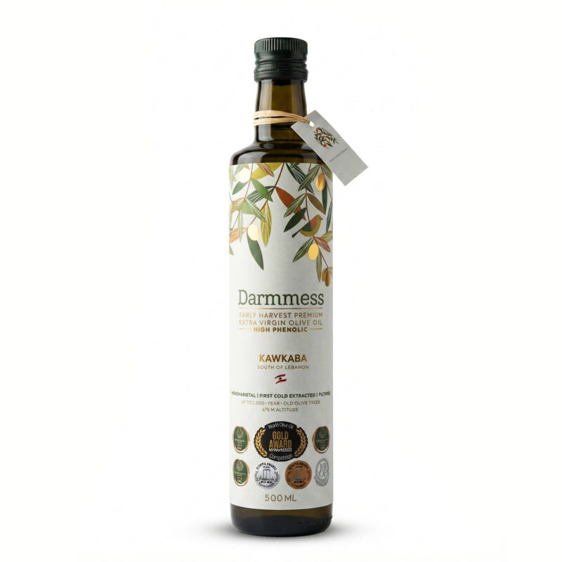 زيت زيتون دارمس عالي الفينولات – حصاد مبكر – بكر ممتاز – كوكبة