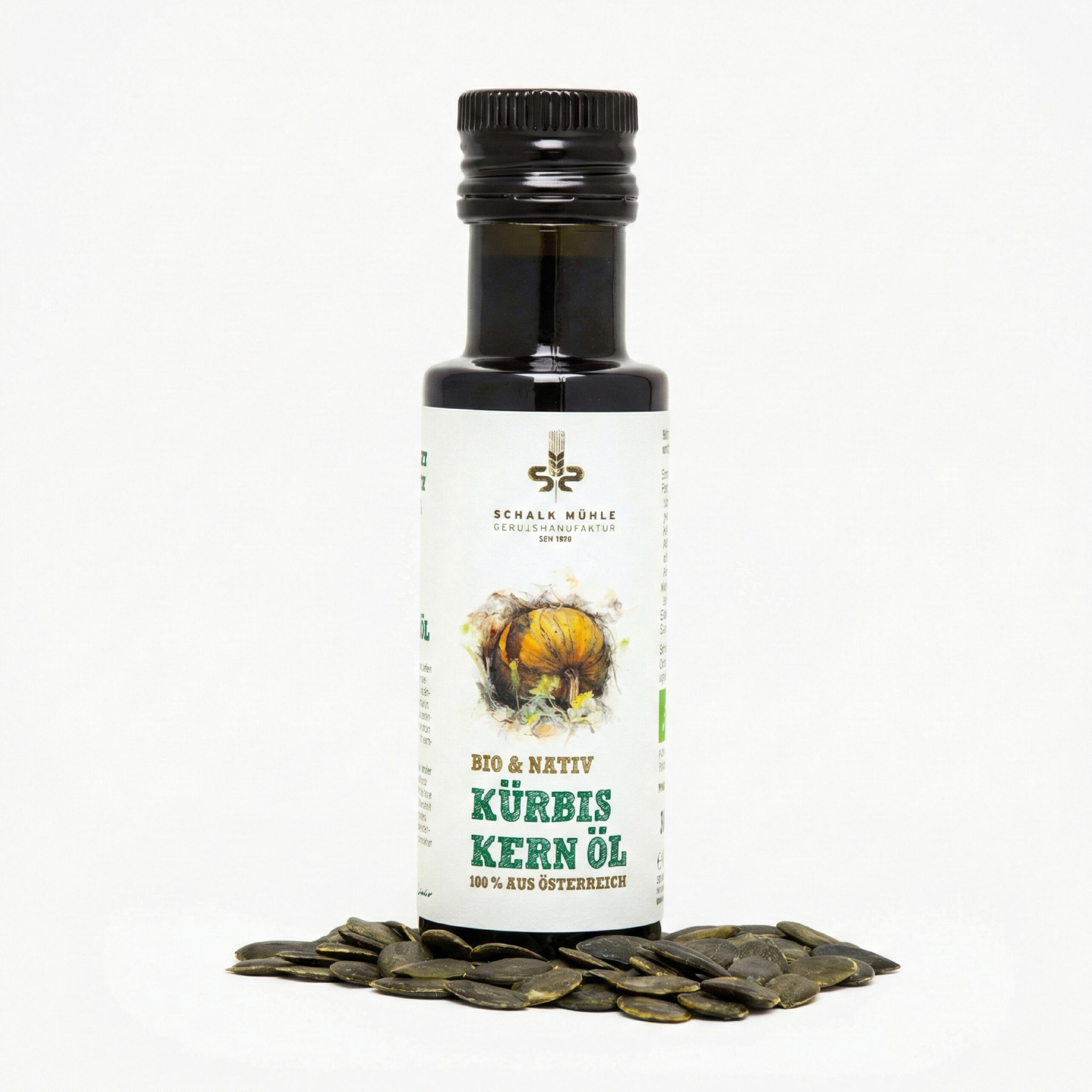 Austria Pumpk Oil-1 زيت بذور القرع العضوي الخام - معصور على البارد